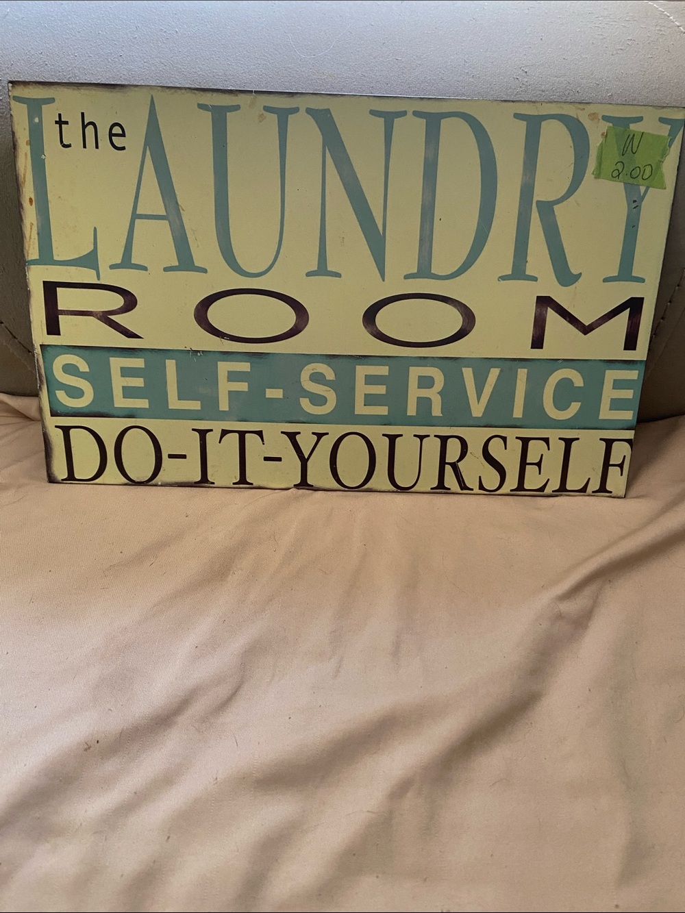 Open Road Brands Laundry Room Self-Service Wall Sign in Blue and Cream